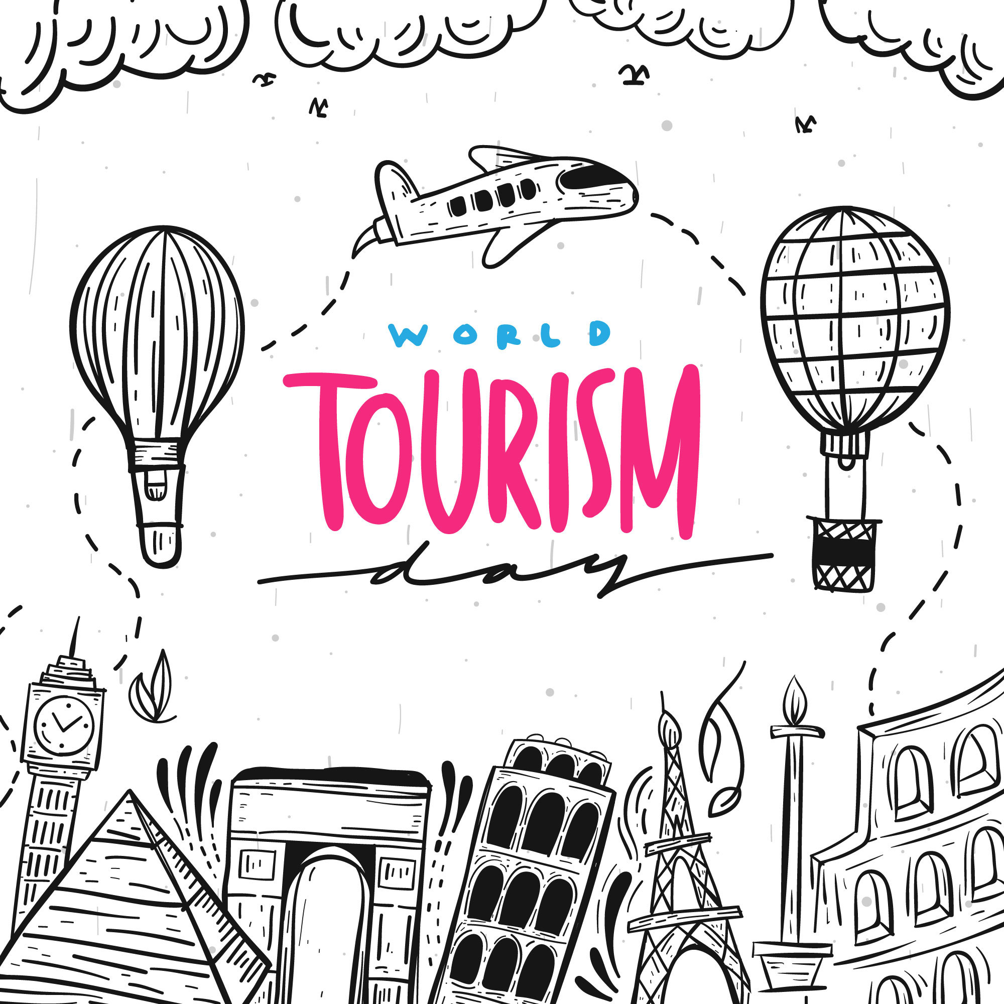 Drawing For Tourism Day // World Tourism Day Drawing Easy // Step By Step  // Pencil Sketching